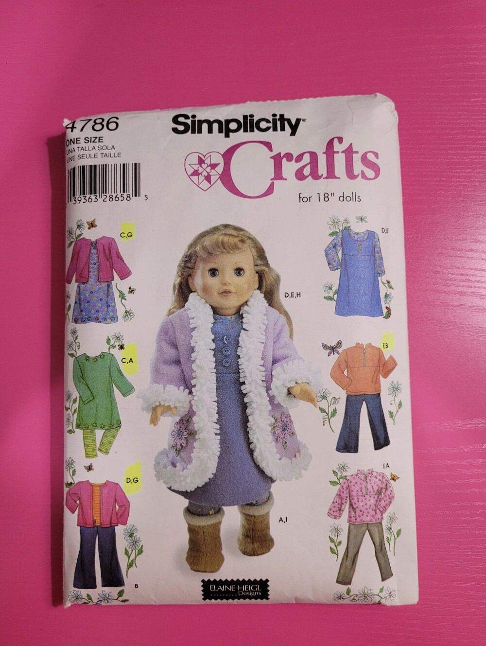Simplicity Crafts 18" Doll Costume Sewing Pattern #4786 (1215)